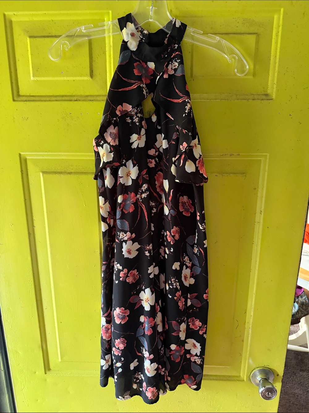Maurices Black Dress with Pink Floral Accents